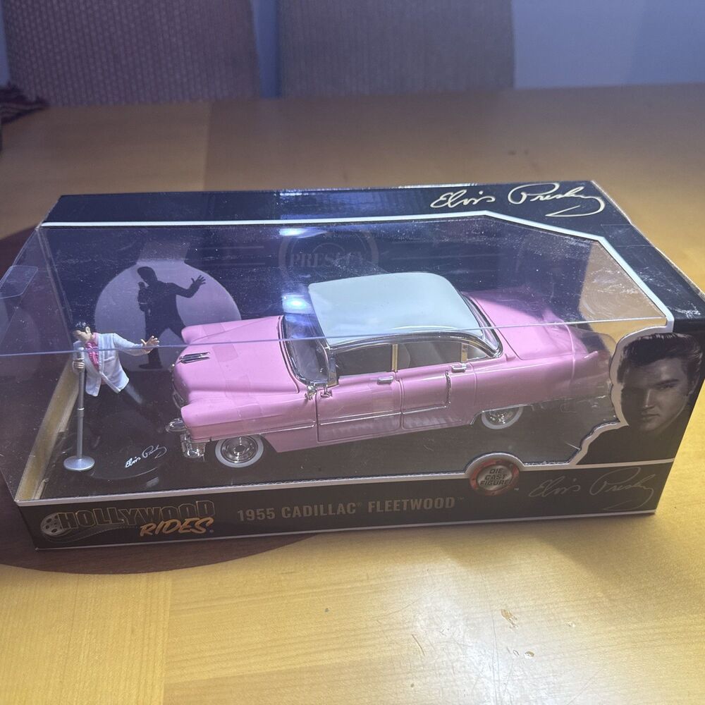 Jada Diecast 1:24 Scale Model Car Elvis Presley 1955 Pink Cadillac Fleetwood New
